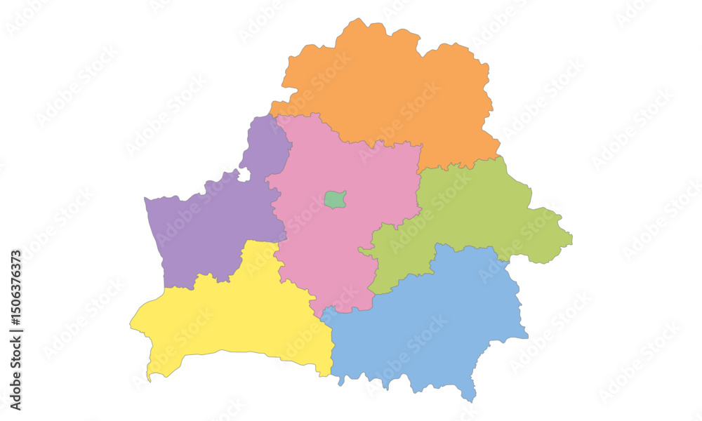Fototapeta premium Multicolor Map of Belarus with Regions