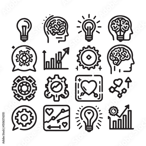 Leadership Flat Icon Set – Business, Teamwork, Organization & Management