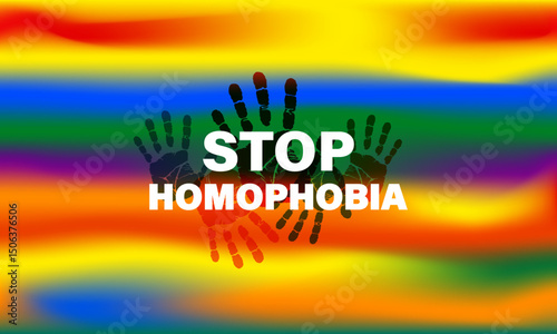 Stop Homophobia, Transphobia and Biphobia horizontal background design.