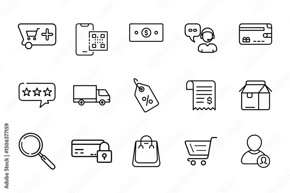 Fototapeta premium E-commerce Line Icon set
