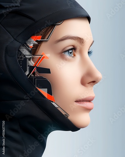 Portrait of a Woman with Robotic Implants