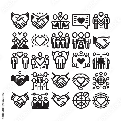 Leadership Flat Icon Set – Business, Teamwork, Organization & Management