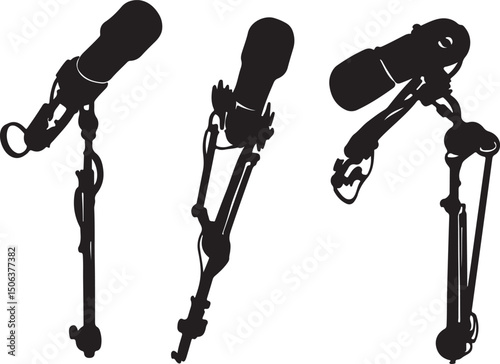 Microphone Silhouettes: Vector Art of Vintage Mics on Stands for Music, Audio, & Recording Projects