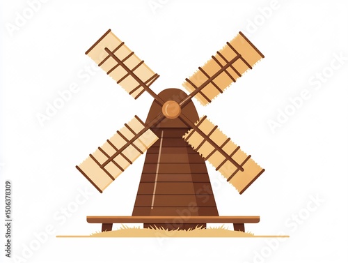 A quaint old windmill standing proudly on a golden field a symbol of rural heritage and tradition