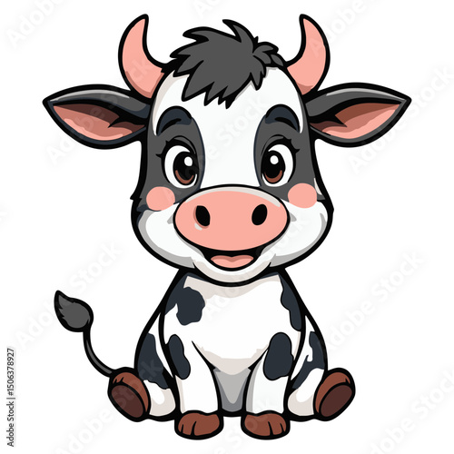 Cartoon Cow Clip Art – Cute Farm Animal Illustration for Kids
