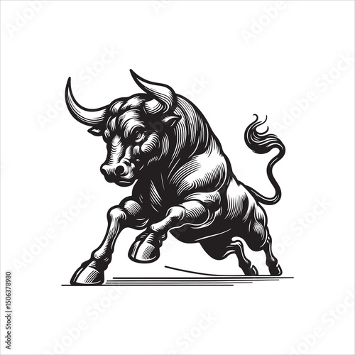 Bull Rodeo Showdown – Cowboy Riding a Bucking Bull in Action

