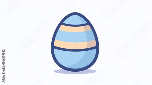 A cheerful Easter egg icon with pale blue and tan stripes radiating a spring holiday feeling on