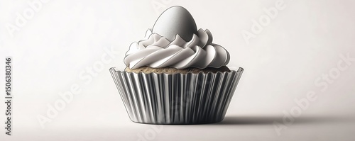 An elegant cupcake dreams of spring with its frosted crown and hidden treasure showcasing soft