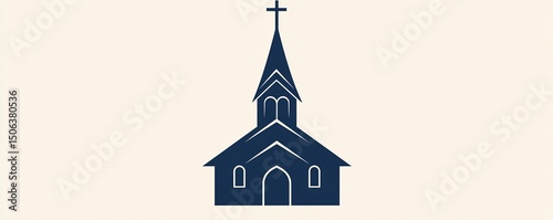 Serene silhouette of a quaint church evoking faith and community on a peaceful Sunday morning dark