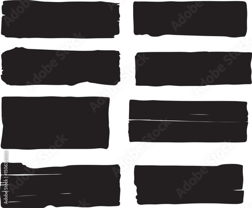 Grunge Black Brush Stroke Banners: Vector Texture Elements for Graphic Design and Web Design