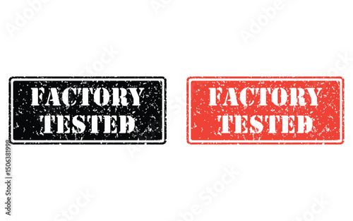 factory tested grunge stamp design, vector, isolated on transparent background