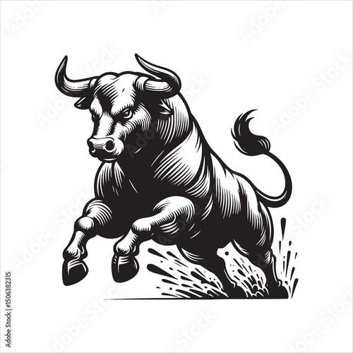 Bull Rodeo Showdown – Cowboy Riding a Bucking Bull in Action


