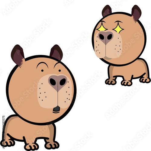 little capybara character cartoon expressions pack collection in vector art