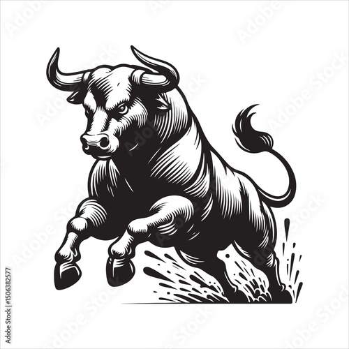 Bull Rodeo Showdown – Cowboy Riding a Bucking Bull in Action

