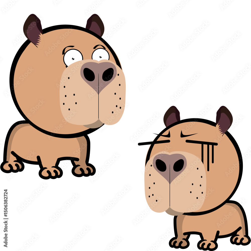 Fototapeta premium little capybara character cartoon expressions pack collection in vector art
