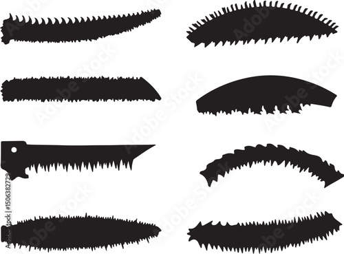 Silhouette Vector Graphics of Saw Blades: Hand Saws, Woodworking Tools, Carpentry Equipment Designs