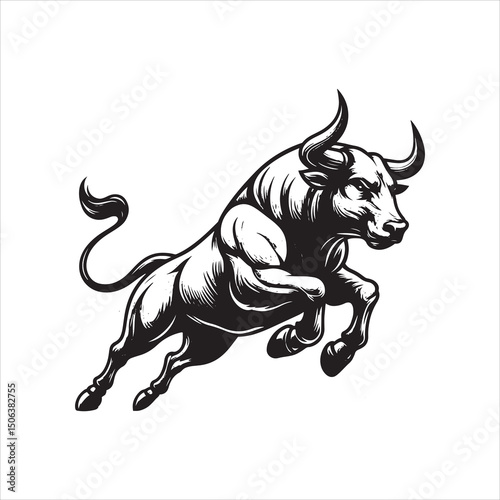 Bull Rodeo Showdown – Cowboy Riding a Bucking Bull in Action

