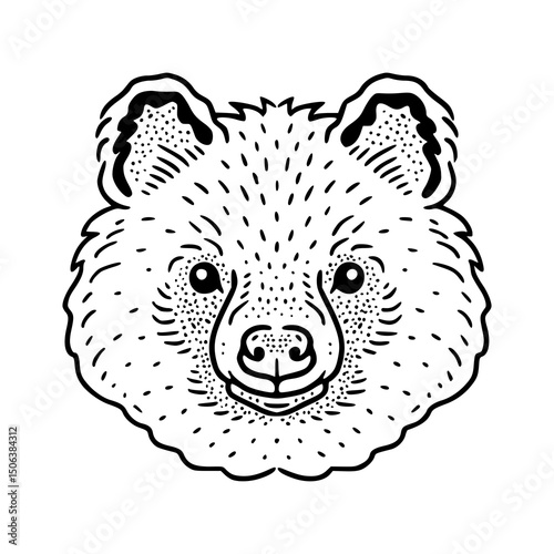 stylized bear head with textured fur