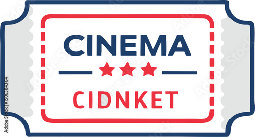 Cinema Movie Ticket Vector – Flat Icon with Stars Design