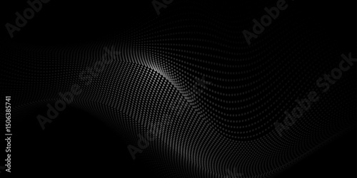 Vector abstract motion, smooth, soft wave line pattern and dot particle. Curve and fluid shape on black background. Illustration modern graphic design for luxury wallpaper or futuristic, technology
