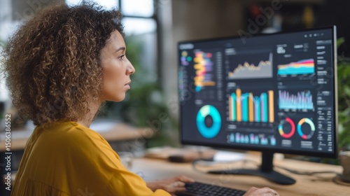 Data analysis insights office workspace digital content modern environment side view business optimization