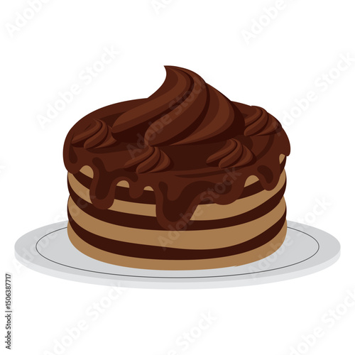 Rich Chocolate Cake with Swirled Topping