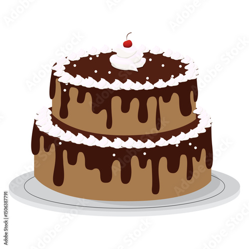 Two Tier Chocolate Cake with Cherry photo
