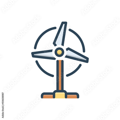 Color illustration icon for turbine