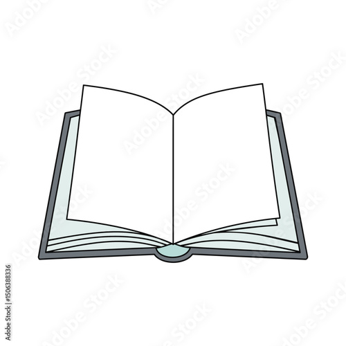 Minimalist Open Book vector Illustration with Blank White Pages Isolated on White Background