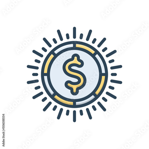 Color illustration icon for currency