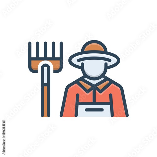 Color illustration icon for farmer