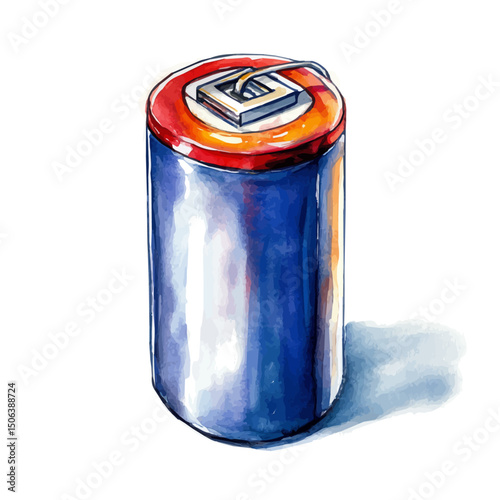 Battery Charging, watercolor illustration vector, high quality, isolated on a white background.
