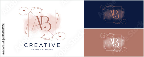 Initials logo AB, BA. design with gold color, usable for Brand, personal and company logos, vector illustration