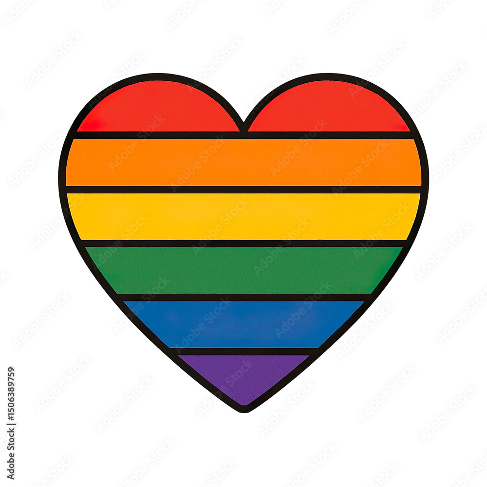 Fototapeta premium Rainbow Heart Symbol in Flat Design