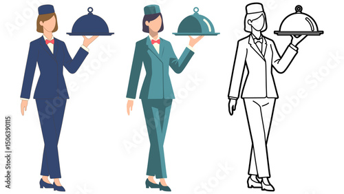 Waitress Balancing a Cloche Food Tray.