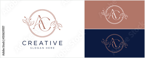 Initial Letter AC Beauty Face Logo Design Vector illustration