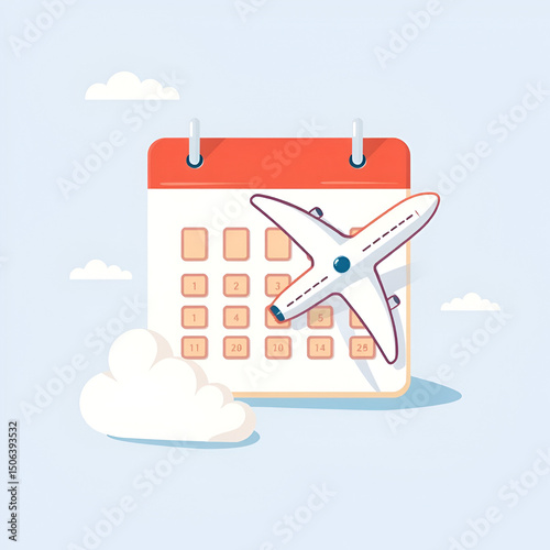 Illustration Of Calendar And Airplane For Travel Planning Concept
