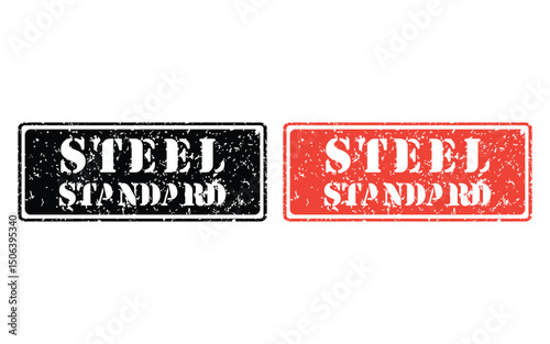 steel standard grunge stamp design, vector, isolated on transparent background