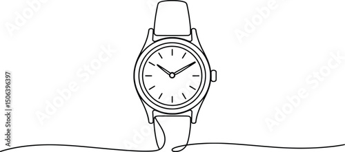 Minimalist Wristwatch Line Art Classic Timepiece Illustration