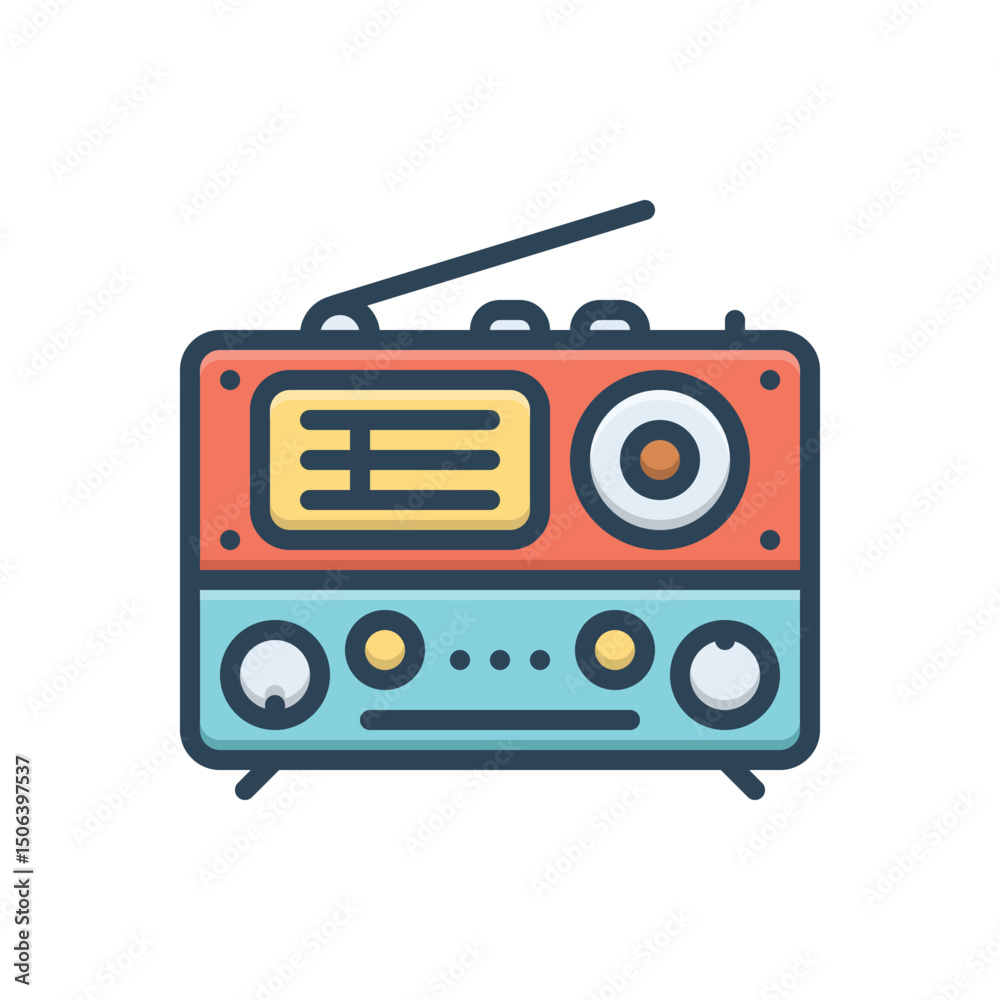 Fototapeta premium Color illustration icon for radio