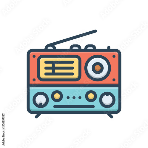 Color illustration icon for radio