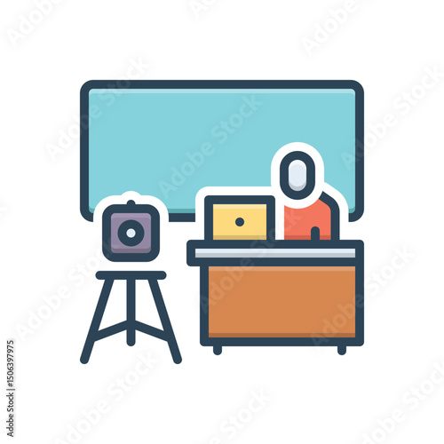 Color illustration icon for broadcasting