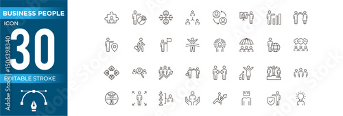 Business people, human resources, office management - thin line web icon set Simple vector illustration