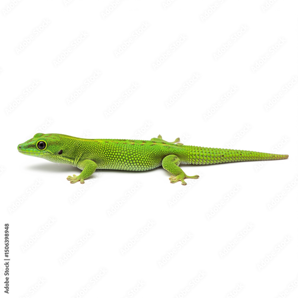 Fototapeta premium green lizard on a white background