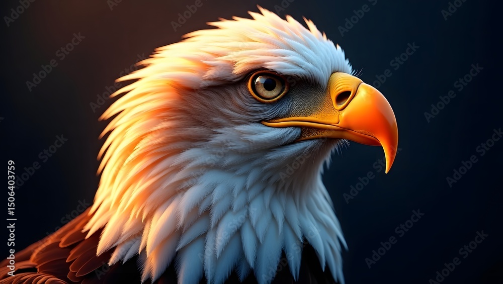Fototapeta premium Majestic Bald Eagle Portrait A Close-Up Digital Art Rendering of a Wild Bird