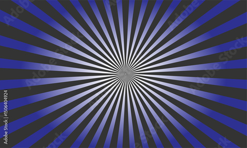Abstract Geometric Sunburst Explosion Graphic, Modern Vibrant Starburst Design Background, Dynamic Blue and Black Pop Art Sunburst Background.