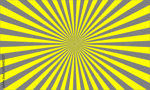 Dynamic Yellow and Grey Pop Art Sunburst Background, Retro Comic Book Style Radial Rays Pattern, Abstract Geometric Sunburst Explosion Graphic.