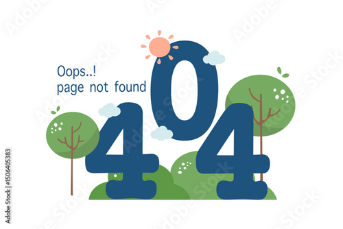 Nature Style 404 Error Page Not Found Vector – Flat Illustration for Website or App