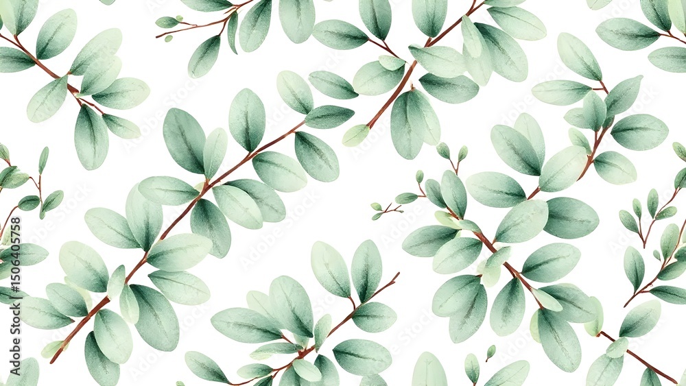 green leaves seamless pattern