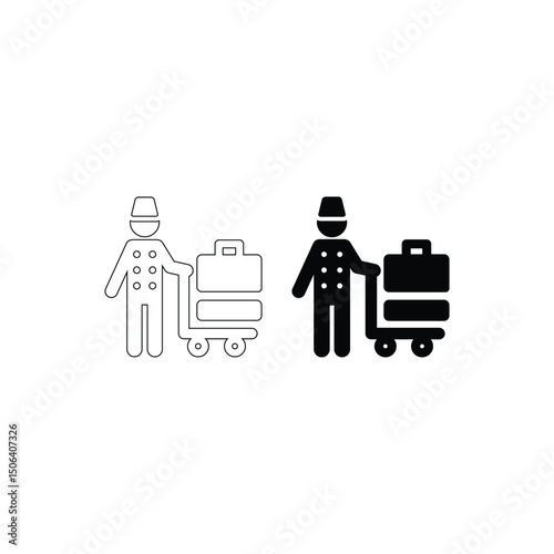 Bellhop Icon Set Flat Style